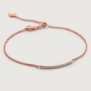 Monica Vinader Skinny Short Bar Diamond Bracelet, 18k Rose Gold
